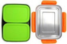 Lunch Box mit 2 Pocketboxen orange